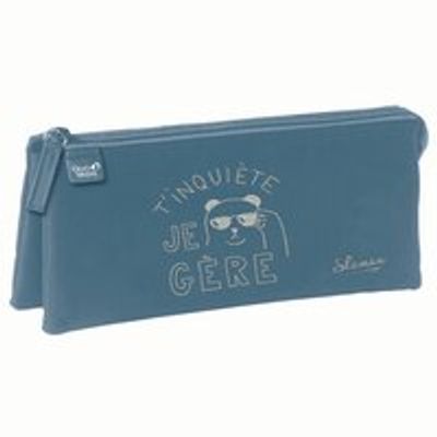 Pencil pouch << T'inquiète je gère >> 3 compartments
