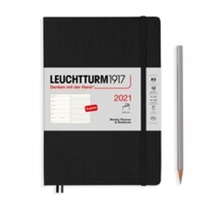 January - December 2021 WEEKLY SOFTCOVER A5 BLACK NOTEBOOK & PLANNER