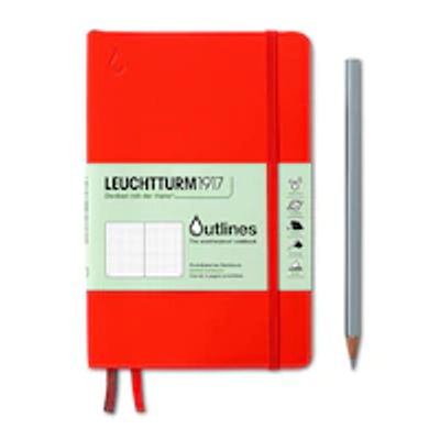 OUTLINES EDITION, SOFTCOVER MEDIUM A5 NOTEBOOK FOR OUTDOORS, SIGNAL ORANGE