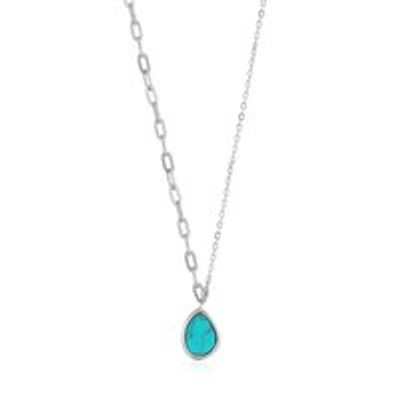 Tidal Turquoise Mixed Link Necklace, Silver