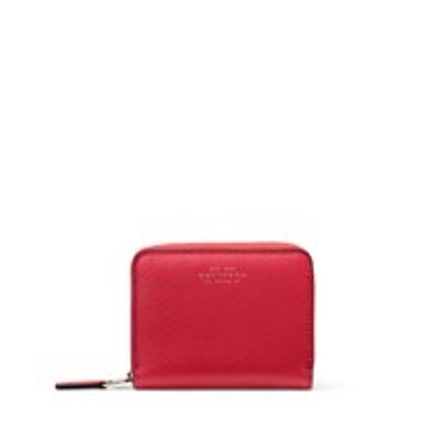 PANAMA SMALL ZIP AROUND LEATHER WALLET, SCARLET RED