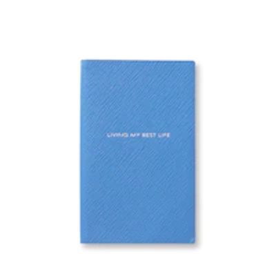 PANAMA LEATHER NOTEBOOK, LIVING MY BEST LIFE NILE BLUE