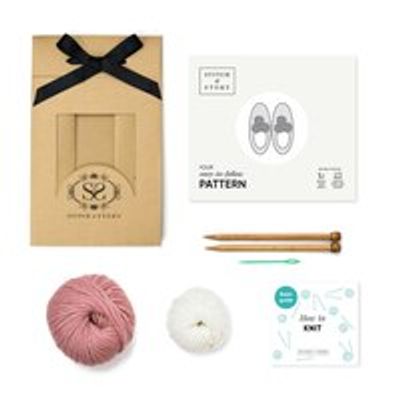 Lola Pom Slippers Knitting Kit, Pink
