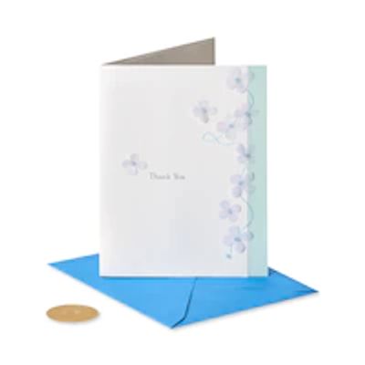 Thank You Card, Light Blue Flowers