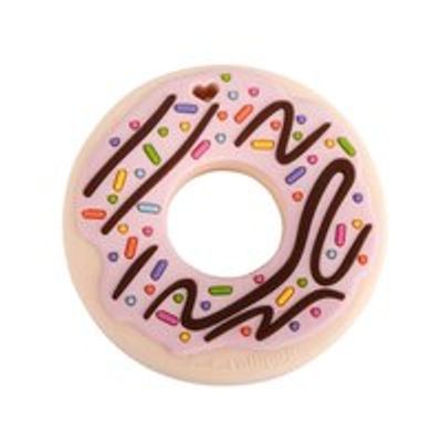 LOULOU LOLLIPOP SILICONE BABY TEETHER, PINK DONUT