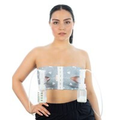 PumpEase Hands Free Pumping Bra, Hugs and Kisses Grey Small