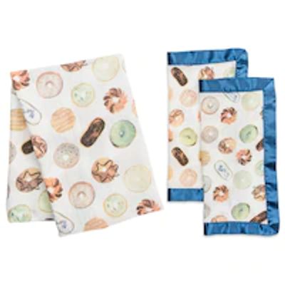 Lulujo - Baby Bamboo Deluxe Swaddle + 2 Pack Security Blanket Bundle - Donut