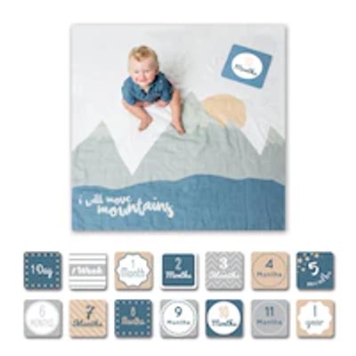 Lulujo Baby's 1st Year I Will Move Mountains Blanket & Cards Set