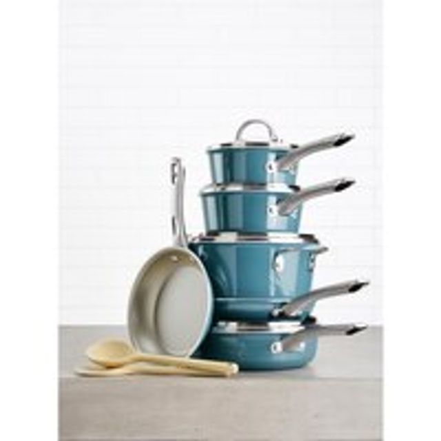 Rachael Ray Cucina Hard Porcelain Enamel Nonstick Cookware Pots and Pans Set,  12-Piece, Lavender Purple 