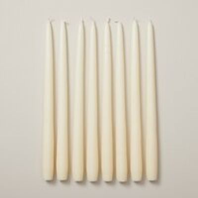 SET OF 8 SMOOTH TAPER CANDLES 12" BUTTERCREAM