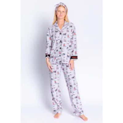 FLANNELS SNEAKER DOGS PJ SET, LIGHT GREY MEDIUM