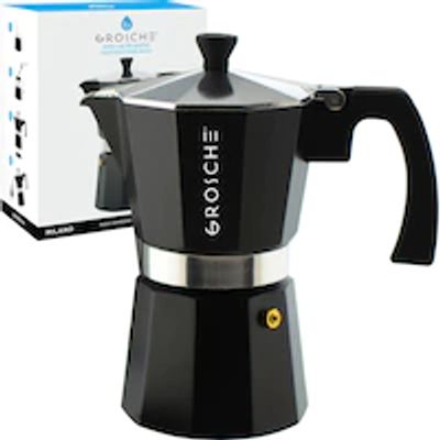 GROSCHE MILANO Stovetop Espresso Maker - 6 Cup, Black