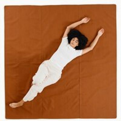 Maxi Square Large Leather Mat, Ginger