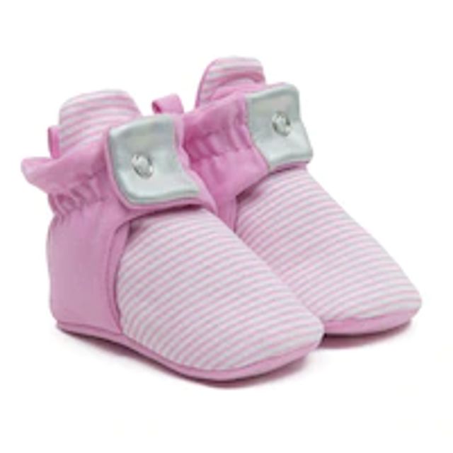 Robeez - Snap Booties - Stripe Light Pink - 3 to 6 Months
