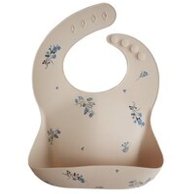 Silicone Baby Bib, Lilac Flowers