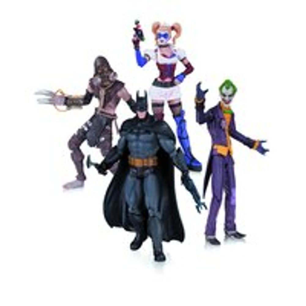 Indigo Books Batman: Arkham Asylum Batman, Joker, Harley Quinn & Scarecrow  - 4-Pack Action Figures | Square One