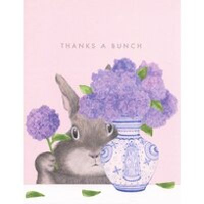 Thank You Card Bunny Arranging Lilacs