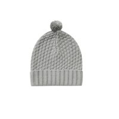KNIT POM POM BEANIE, Dusty Blue 6-12 Months