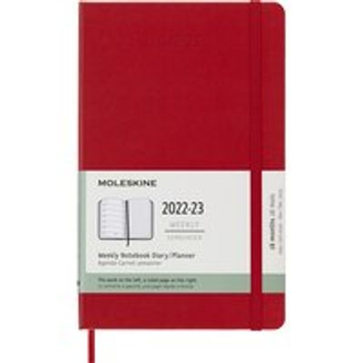2023 Weekly Notebook Planner, 18M, Large, Scarlet Red, Hard Cover