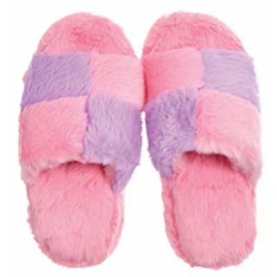 Checkerboard Fuzzy Slippers M (4-6)