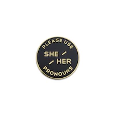 Large She/Her Pin Black