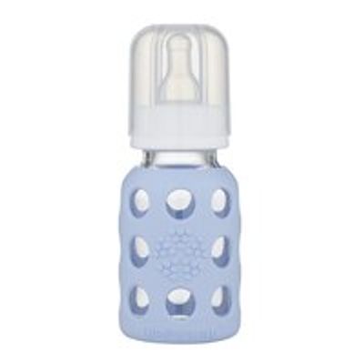 Lifefactory Glass Baby Bottle with Protective Silicone Sleeve Blanket 4 OZ
