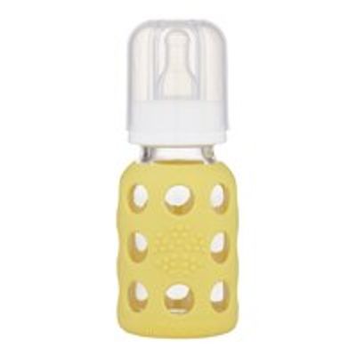 Lifefactory Glass Baby Bottle with Protective Silicone Sleeve Banana 4 OZ