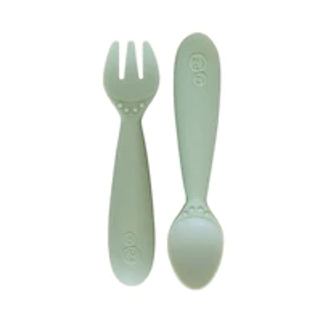 ezpz Mini Fork + Spoon Utensils Sage