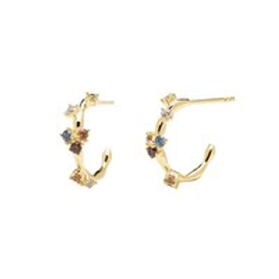 FIVE GOLD MED HOOP EARRINGS