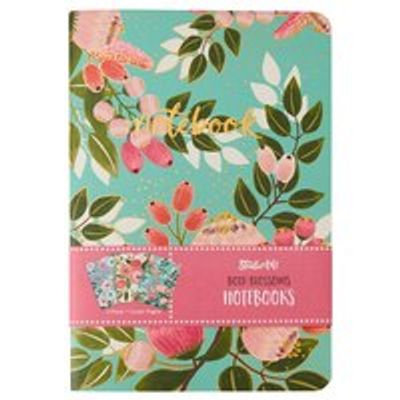 Set of 3 Notebooks Floral Aqua