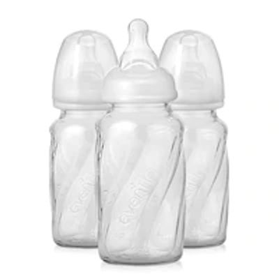 Set of 3 Vented + BPA-Free Glass Baby Bottles, 4oz