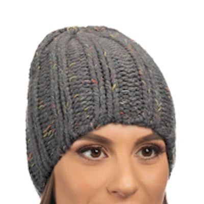 SPECKLED CHUNKY RIBBED BEANIE, CARBON