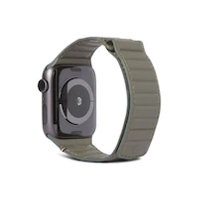 Leather Magnetic Traction Strap for Apple Watch 38/40/41mm, Olive