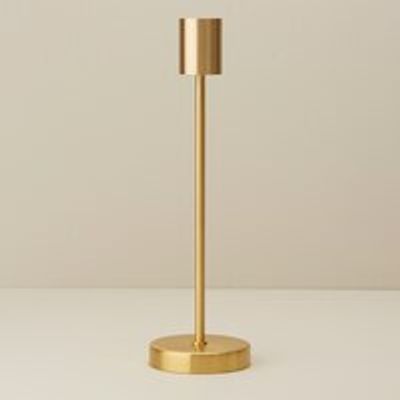 TALL GEO TAPER CANDLE HOLDER, BRASS
