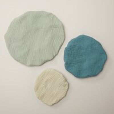 SET OF 3 COTTON MUSLIN BOWL COVERS, COOL TONES