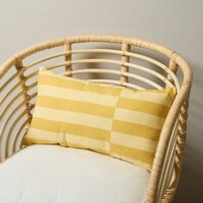 OUTDOOR PILLOW BROKEN STRIPE, SUNFLOWER 12" X 21"