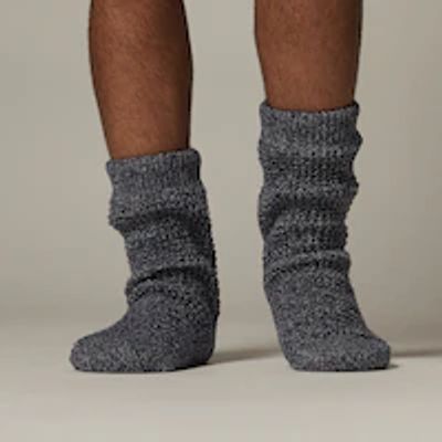 MEN'S WAFFLE KNIT LO-RISE READING SOCKS NAVY TWIST
