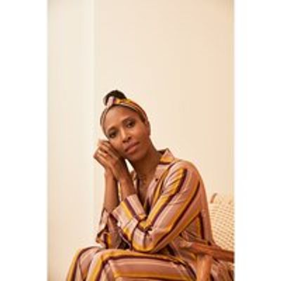 TAILORED TOP KNOT HEADBAND, STRIPE MINK