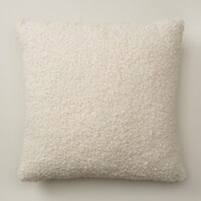 SHAGGY FAUX FUR PILLOW COVER, IVORY 18" X 18"
