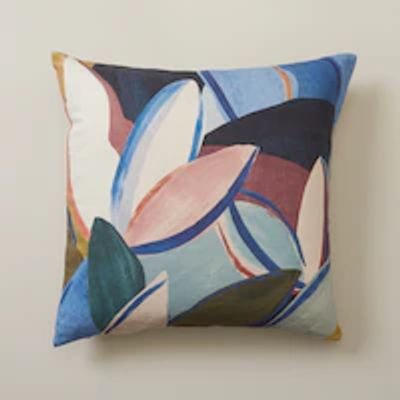 ABSTRACT FLORAL PILLOW COVER MAZARINE BLUE 18" X 18"