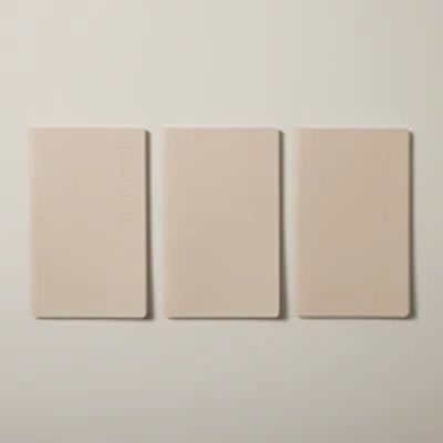 SET OF 3 SMALL LEATHERETTE CAHIER JOURNALS, BEIGE