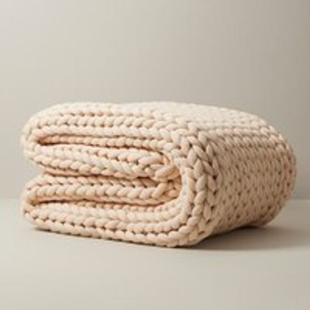 KNIT WEIGHTED THROW BLANKET 12LB IVORY