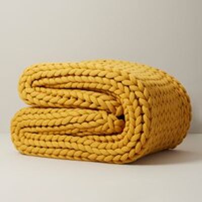 KNIT WEIGHTED THROW BLANKET 12LB GOLDENROD