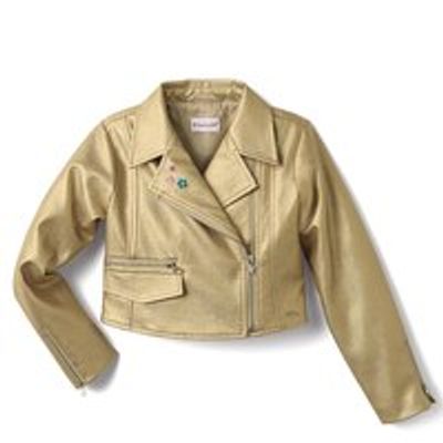 Truly Me Gold Moto Jacket For Girls