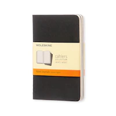 Moleskine Cahier Journal, Ruled/Lined, Soft Cover, Pocket (3.5" x 5.5"), Black, (Set of 3)