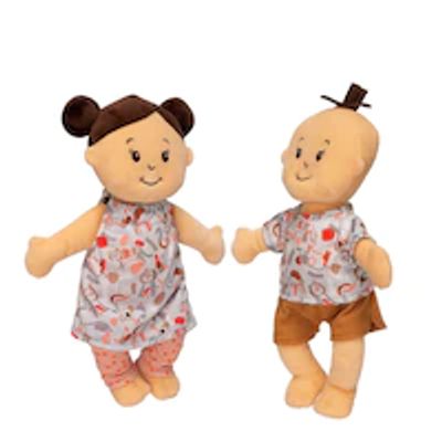 WEE BABY STELLA Twins Peach Dolls with Brown Hair