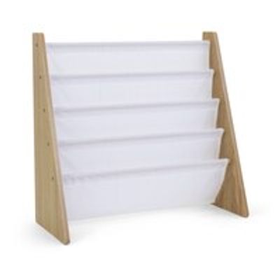 Journey Kids Book Rack Storage Bookshelf, 4 Tiers, Natural Wood/White