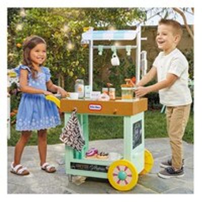 2-in-1 Café Cart Pretend Food Cooking Toy Role Play Kitchen Playset