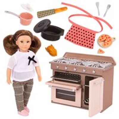Cornelia's Kitchen Set, 6-inch Mini Doll & Cooking Accessories