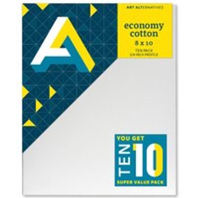 Economy Cotton Stretched Canvas, 8" x 10", 10/Pkg.